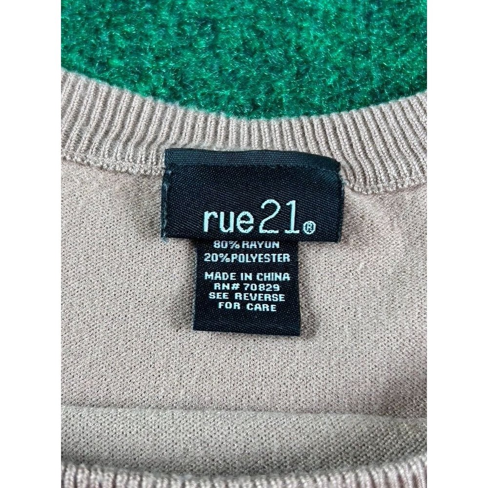 Rue 21 Brown Long Sleeve Yellow Deer Stitched Pullover Sweater Womens Size XL - Picture 5 of 7